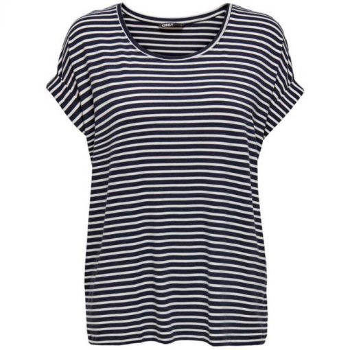Camiseta-Only-Onlmoster-stripe-neck-azul-marino
