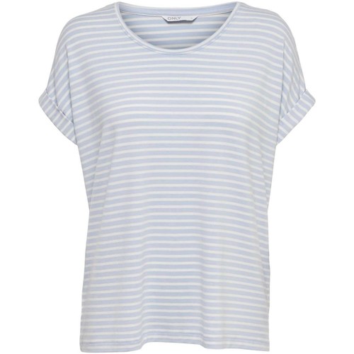 Camiseta-Only-Onlmoster-stripe-neck-gris
